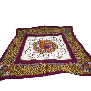 Celine Natural World Burgundy Silk Scarf